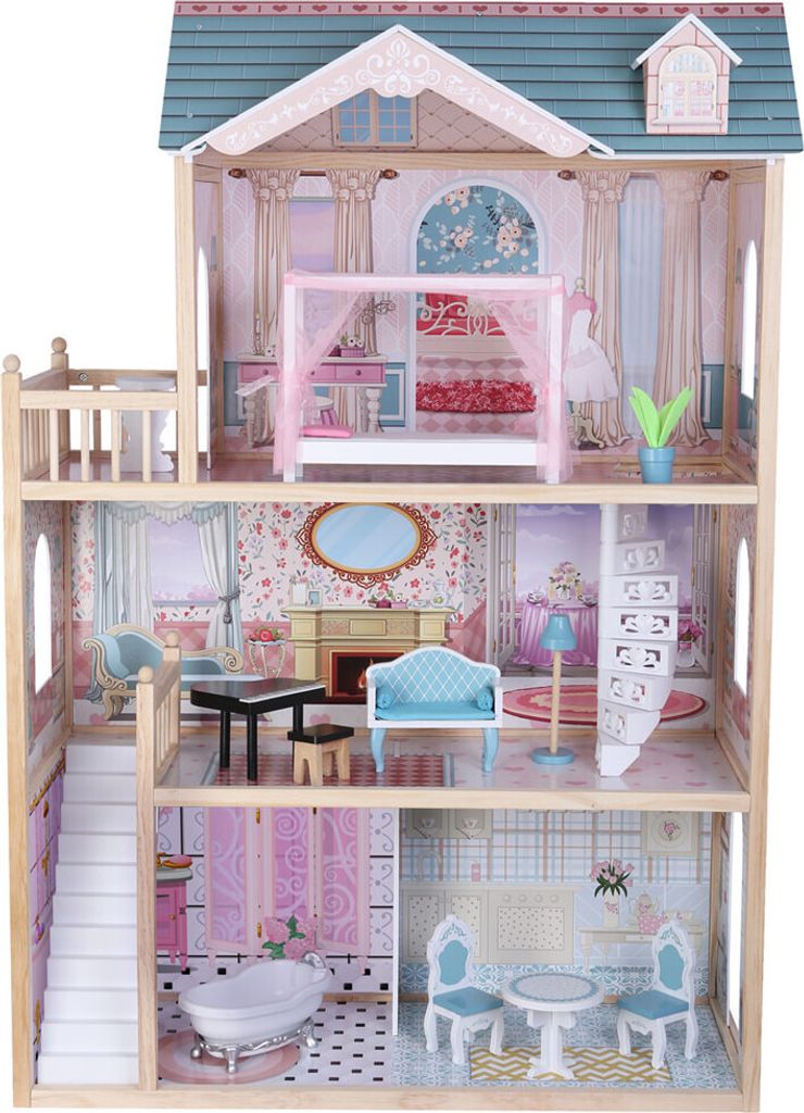 Bandits & Angels Puppenhaus aus Holz – Süßes Landhaus – Ab Produktbild 