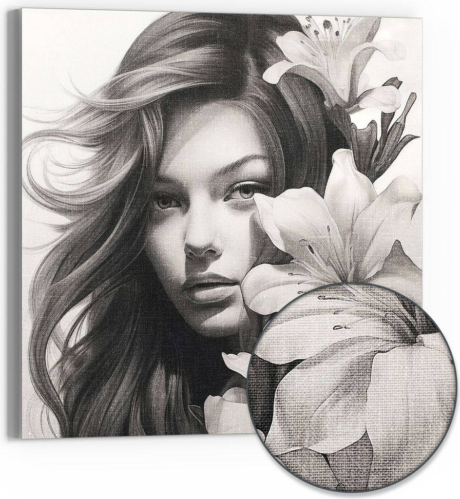 DEQOART Hybrid Leinwand Bild 50x50 cm 'Lilienzauber' Wandbild Glas flach modern