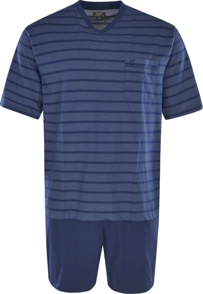 hajo Herren Schlafanzug Set - Shorty, kurz, Kurzarm, Klima-Light, Baumwolle-Mix Blau 4XL