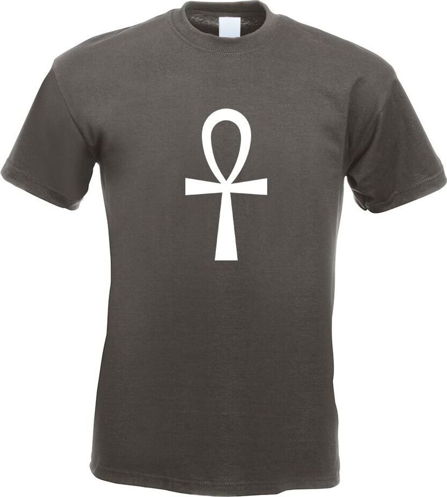 Kiwistar - T-Shirt - Graphit - Ankh Kreuz Motiv Bedruckt Funshirt Design Print - mit Motiv Bedruckt - Funshirt Design - Sport - Freizeit - Herren -...