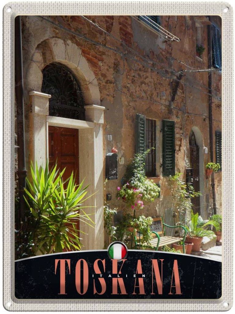 vianmo Blechschild 40x30 cm Toskana Italien Gebäude Natur Bildmotiv Reisemotiv Abenteuer Reisen Europa Urlaub