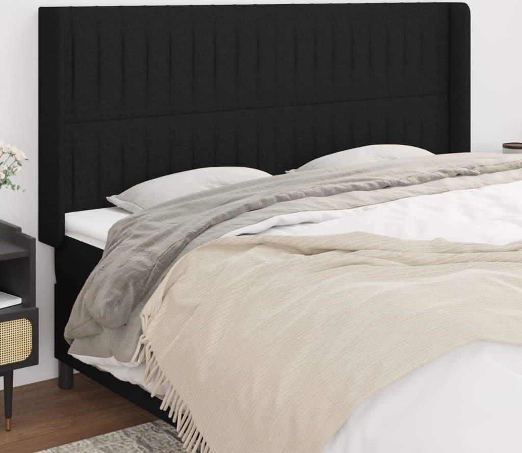 Maison Exclusive - Kopfteil mit Ohren Schwarz 203x16x118/128 cm Stoff