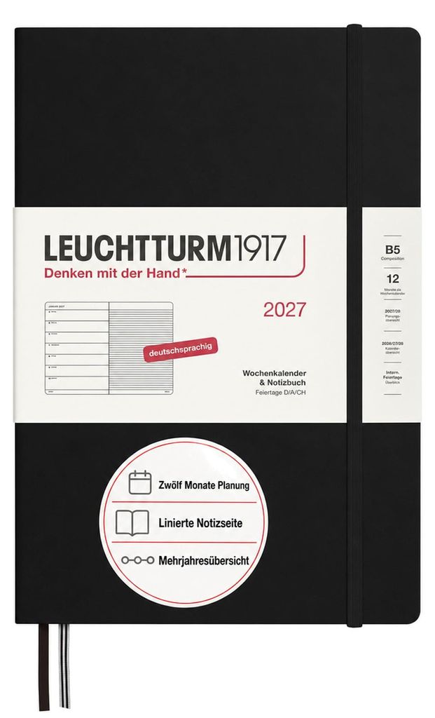 Agenda hebdomadaire et carnet de notes Composition B5 Noir Image du produit 