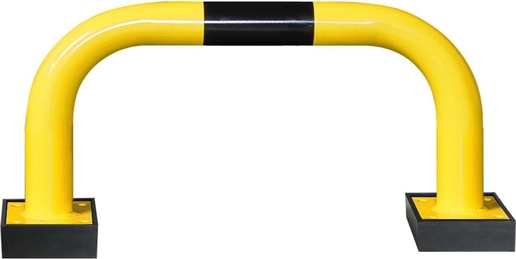 PROREGAL Rammschutz-Bügel Swing mit PolyurethanFederelement | HxB 39x75cm | Rohr-Ø 7,6cm | Feuerverzinkter & kunststoffbeschichteter Stahl | Schw...