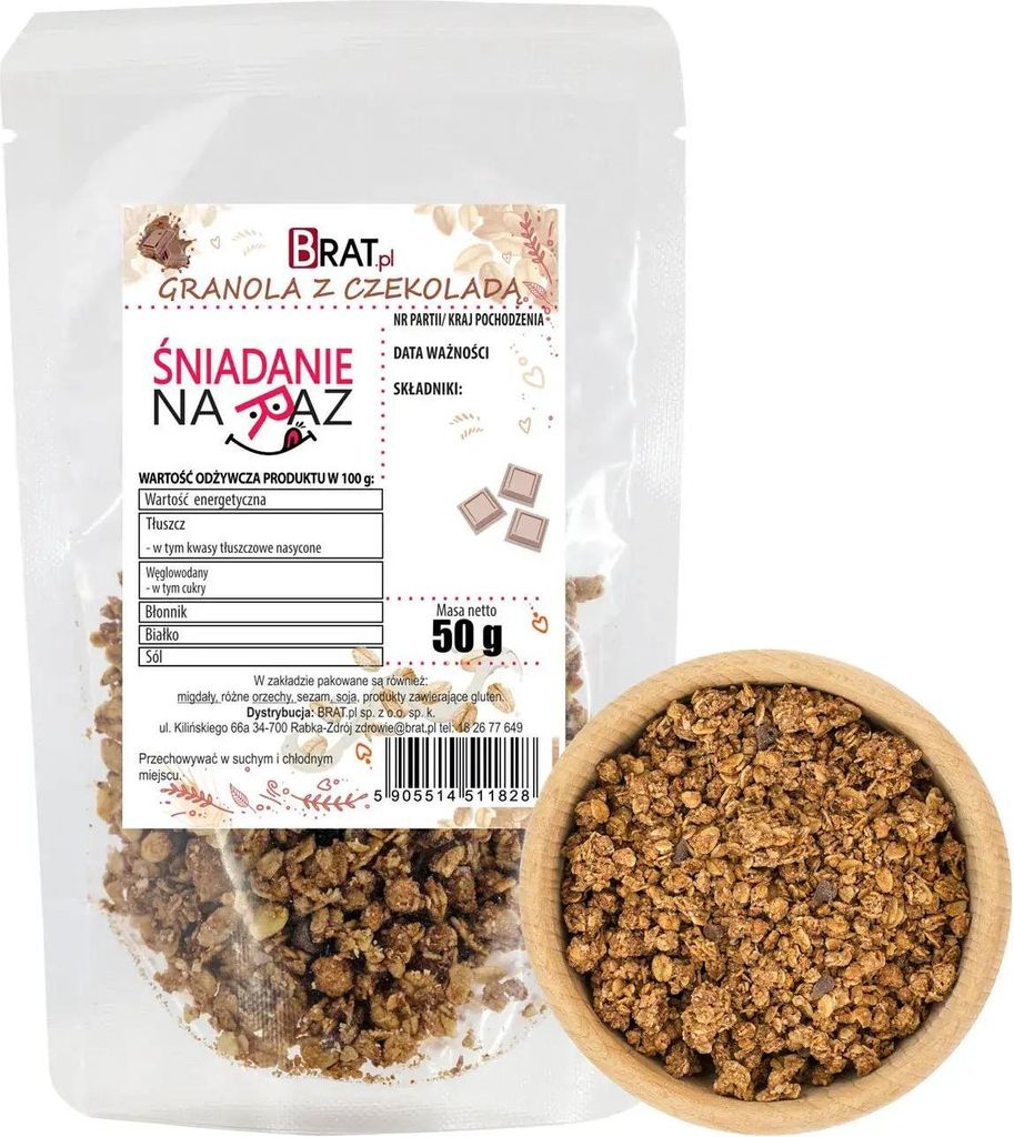 Granola mit Schokolade, 50g - Natürliche Qualität