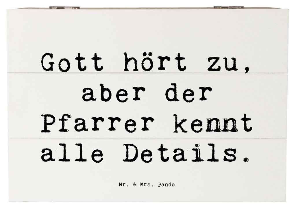 Mr. & Mrs. Panda Geschenkbox Spruch Pfarrer Details 22 x 15 cm - Weiß - Geschenk, spiritueller Führer, spirituelle Nähe, Holzbox, Gemeinschaft i...