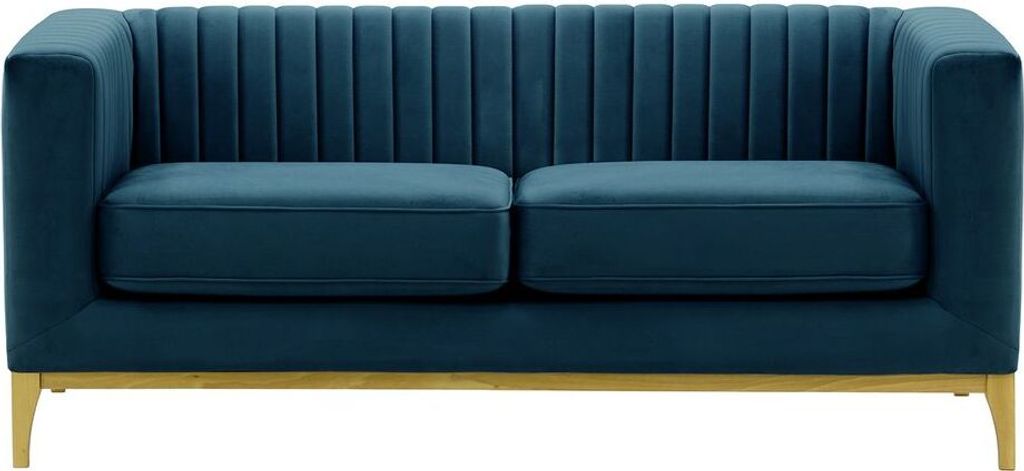 SLF24 - Zweisitzer-Sofa Slender Wood - blau - Velluto 11