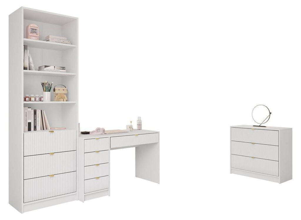 MIRJAN24 Wohnzimmer-Set Tireno V, Wohnzimmer vom Hersteller (Farbe: Weiß Velvet)