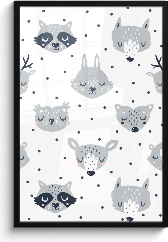 MuchoWow MuchoWow Gerahmtes Poster Tiere - Design - Kinder - Jungen - Mädchen - Baby 60x90 cm - Poster mit zchwarzem Bilderrahmen - Kunst