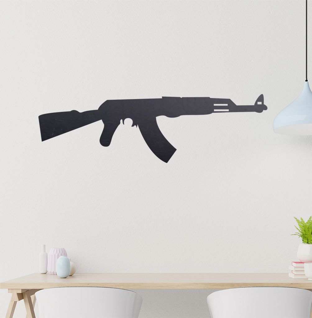 AK47 Wandtattoo in 6 Größen - Wandaufkleber Wall Sticker - Dekoration, Küche, Wohnzimmer, Schlafzimmer, Badezimmer