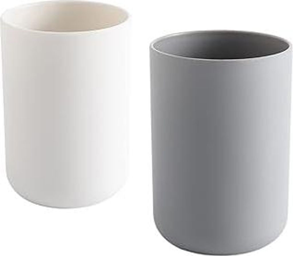 wongwongcat Zahnputzbecher 2 Stück, Badezimmer Zahnbürstenhalter, Pinselhalter, Accessoire Organizer und Toothbrush Holder (Weiß &Grau)