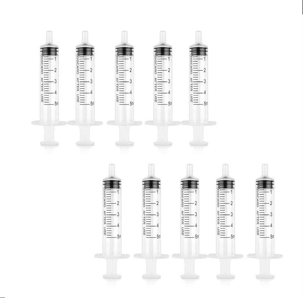 10 Stück Spritze,5ML Wiederverwendbare Spritze,Dosierspritze Ohne Nadel,Werkzeuge für Flüssigkeitsmaß Spritzen,Futterspritze,für Labor,Tierfü...
