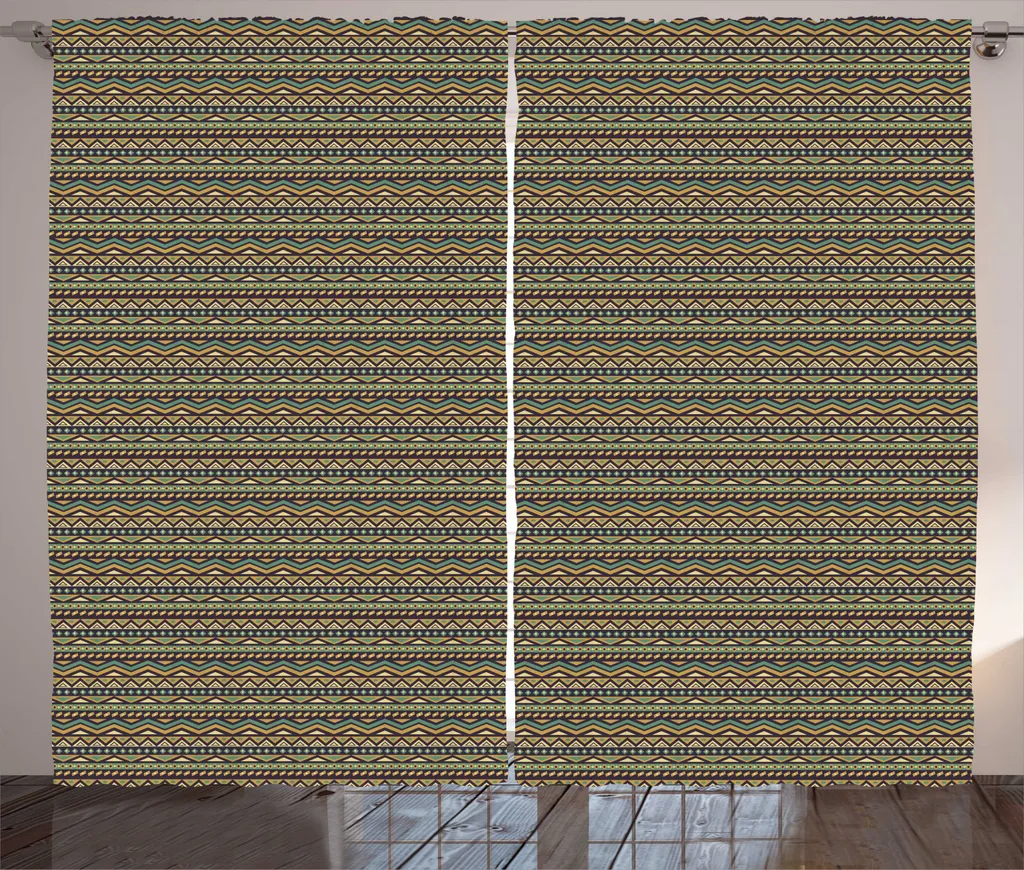 ABAKUHAUS Rideau Rustique Africain Boho à Boucles 280x225cm Café Jade