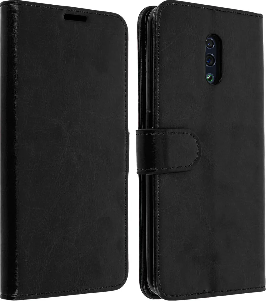 Cover Oppo Reno Avizar: Protezione Integrale in Pelle Sintetica Nera