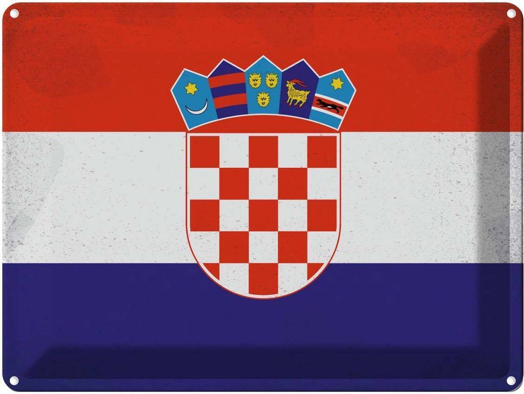 vianmo Blechschild 30x40 cm Kroatien Croatia Flagge Fahne Wappen