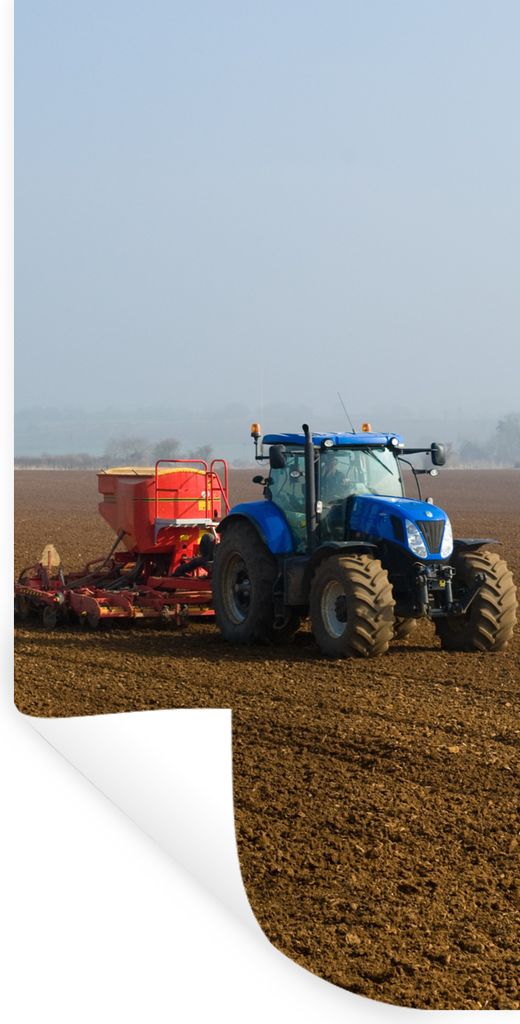MuchoWow Wandtattoo Wandsticker Wandaufkleber Traktor - Blau - Nebel 20x40 cm Selbstklebend und Repositionierbar - Selbstklebend - Fototapeten