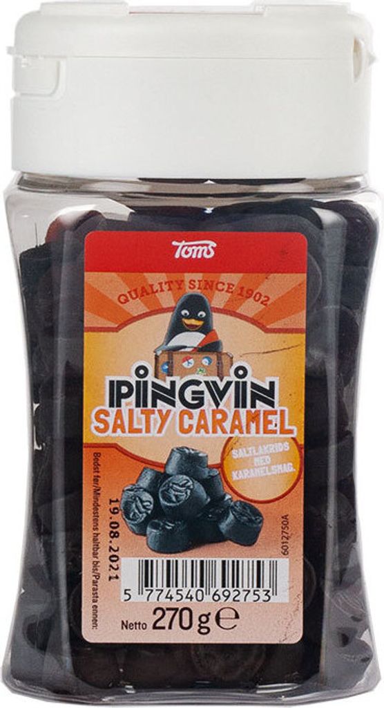 Toms Pingvin Salty Caramel Pastiller 270g Produktbild 