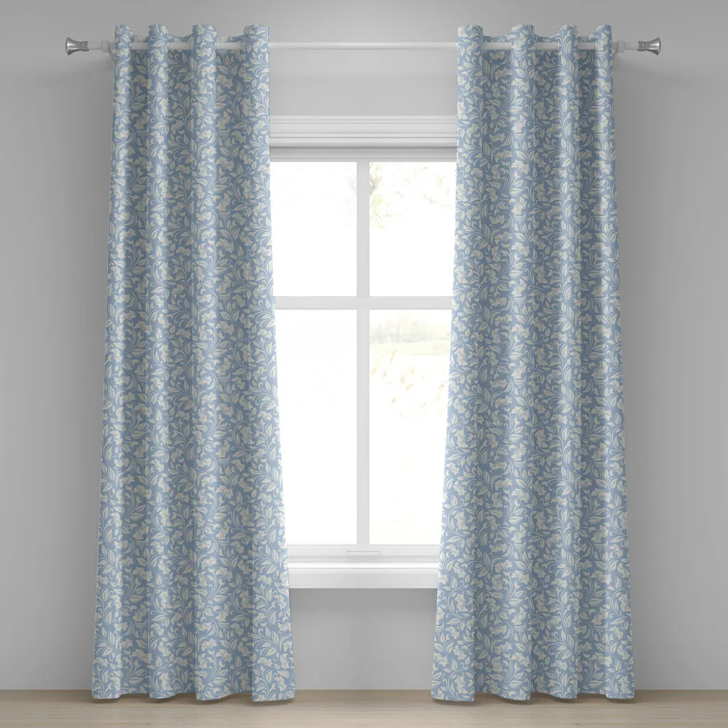 Rideau Printanier pour Chambre et Salon Ivoire et Bleu Clair 280 cm
