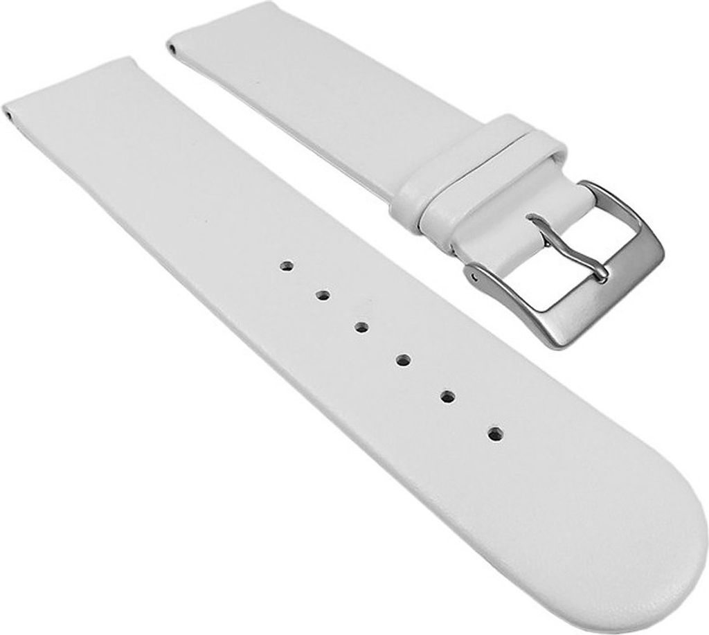 Eulit Kalb Uhrenarmband weiß Nubukleder glatt flach gleichlaufend , Stegbreite:18mm