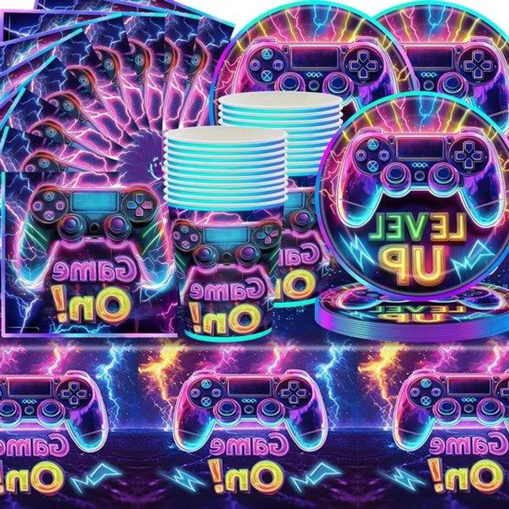 Kit Anniversaire Jeu Vidéo - Pack Complet 61 Pièces pour 20 Enfants