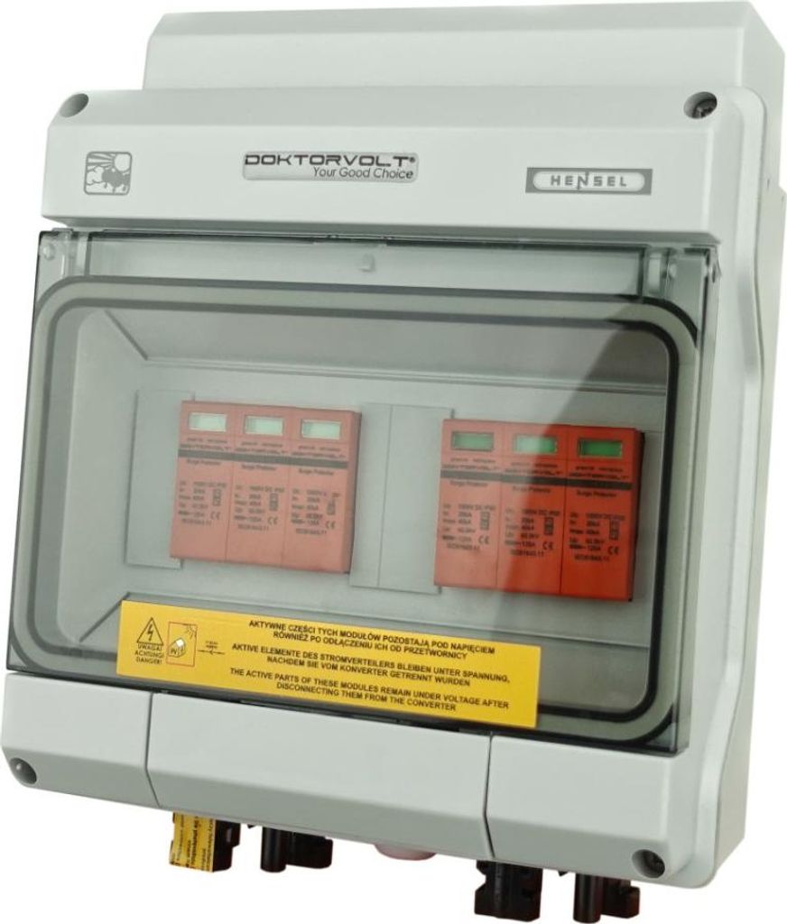 Solar Anschlusskasten PV DC 1000V T1 T2 40kA 2-Strings 4mm Connector IP65 Doktorvolt 4593