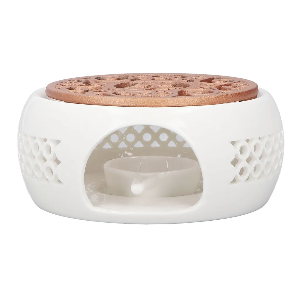 Chauffe-théière en céramique design ajouré chauffe-plat robuste - 5