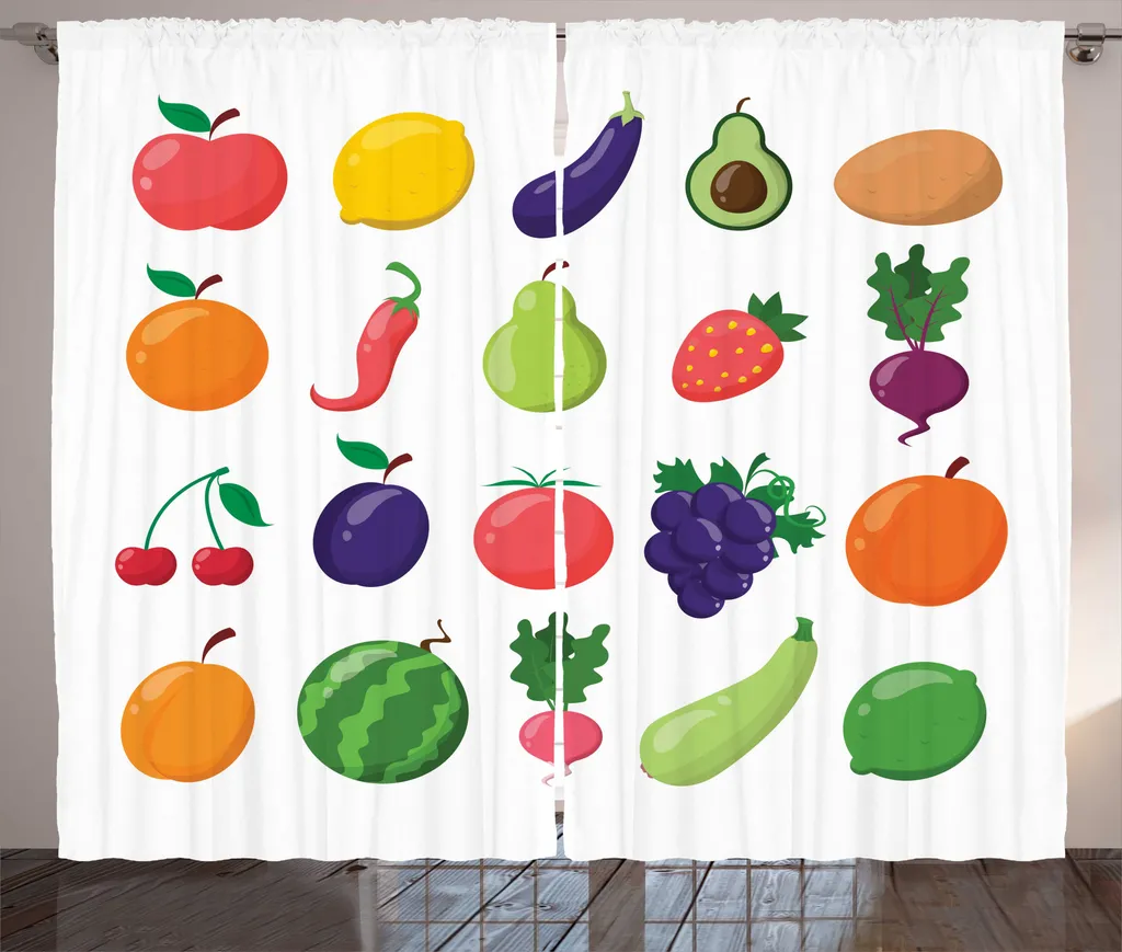 Rideau Universel Anti-Regard Motif Fruits pour Cuisine 280 x 225 cm