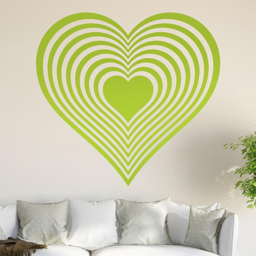 Herz Wandtattoo in 6 Größen - Wandaufkleber Wall Sticker - Dekoration, Küche, Wohnzimmer, Schlafzimmer, Badezimmer