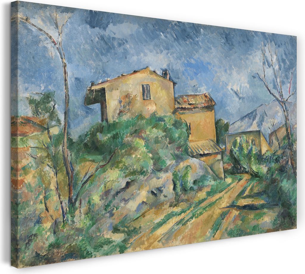 Leinwandbild (120x80cm): Paul Cézanne - Das Haus Maria am Weg zum Château Noir (1895), echter Holz-Keilrahmen inkl. Aufhänger, handgefertigt in ...