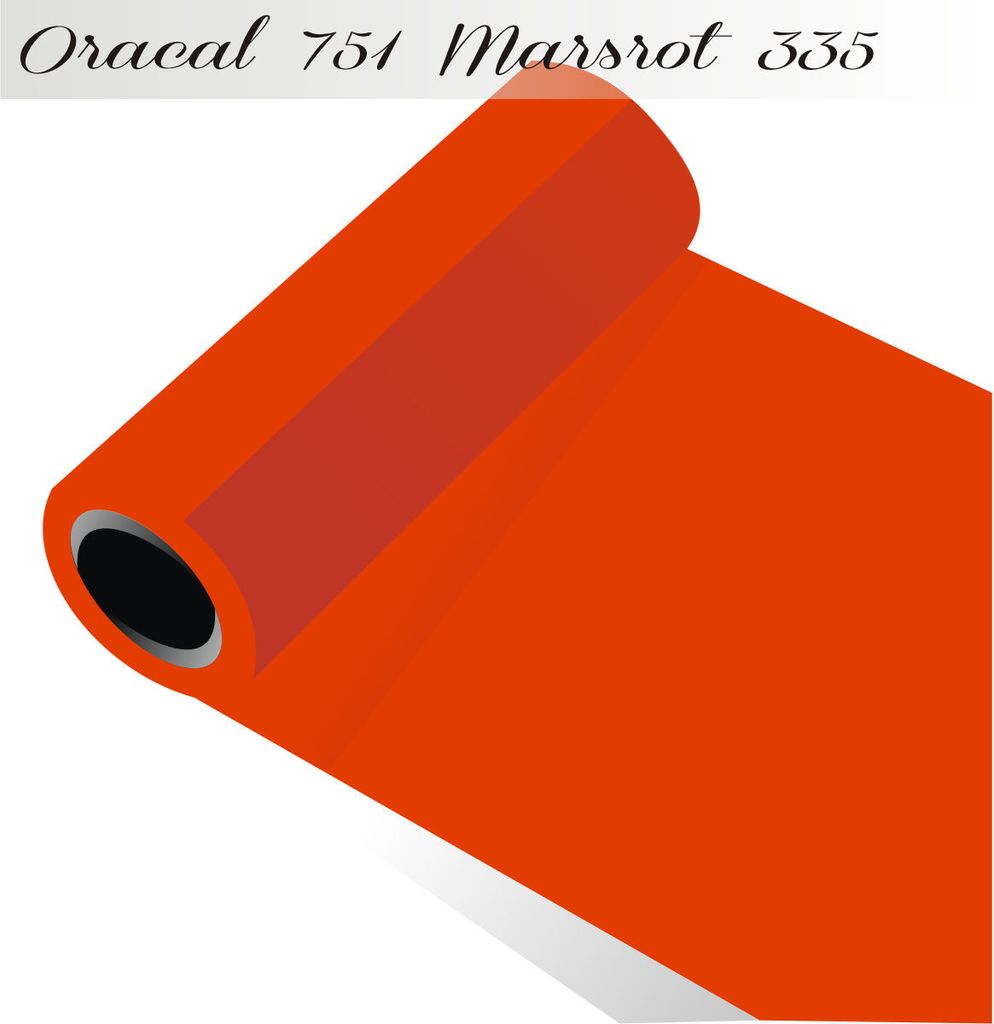 Oracal 751 - Orafol Folie 5m (Laufmeter) freie Farbwahl 118 glänzende Farben - glanz in 4 Größen, 100 cm Folienhöhe marsrot - 335