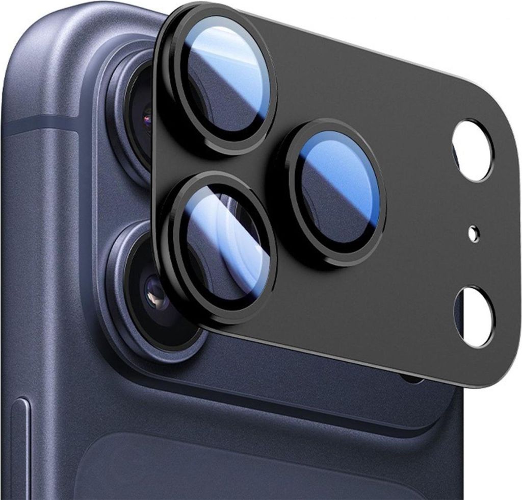 Metall Kamera Schutzring für Apple iPhone 17 Pro Max mit Glasabdeckung Schwarz