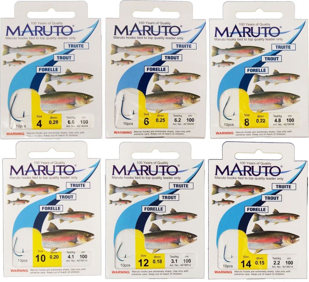 10 Maruto Forellenhaken 100cm, Größe:12