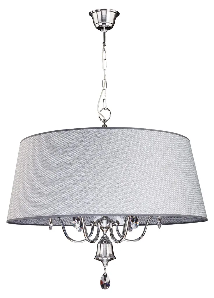 Suspension design textile gris EGIDA 80x73 cm finition chrome brillant