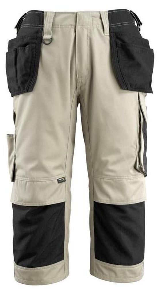 MASCOT Lindau Handwerker-Dreiviertel-Hose Größe C44, hellkhaki/schwarz | Packung (1 Stück)