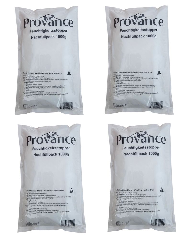 4 Stück Raum Luftentfeuchter Granulat 1kg 1000g Vliesbeutel Produktbild 
