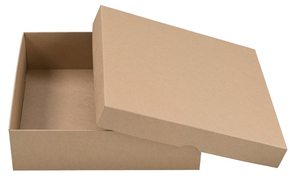 Scatola pieghevole 22 x 22 x 6 cm, marrone, con coperchio, Immagine del prodotto 