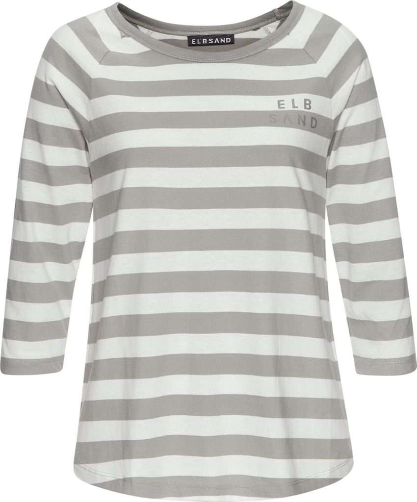 Elbsand 3/4-Arm-Shirt creme-taupe gestreift Größe M