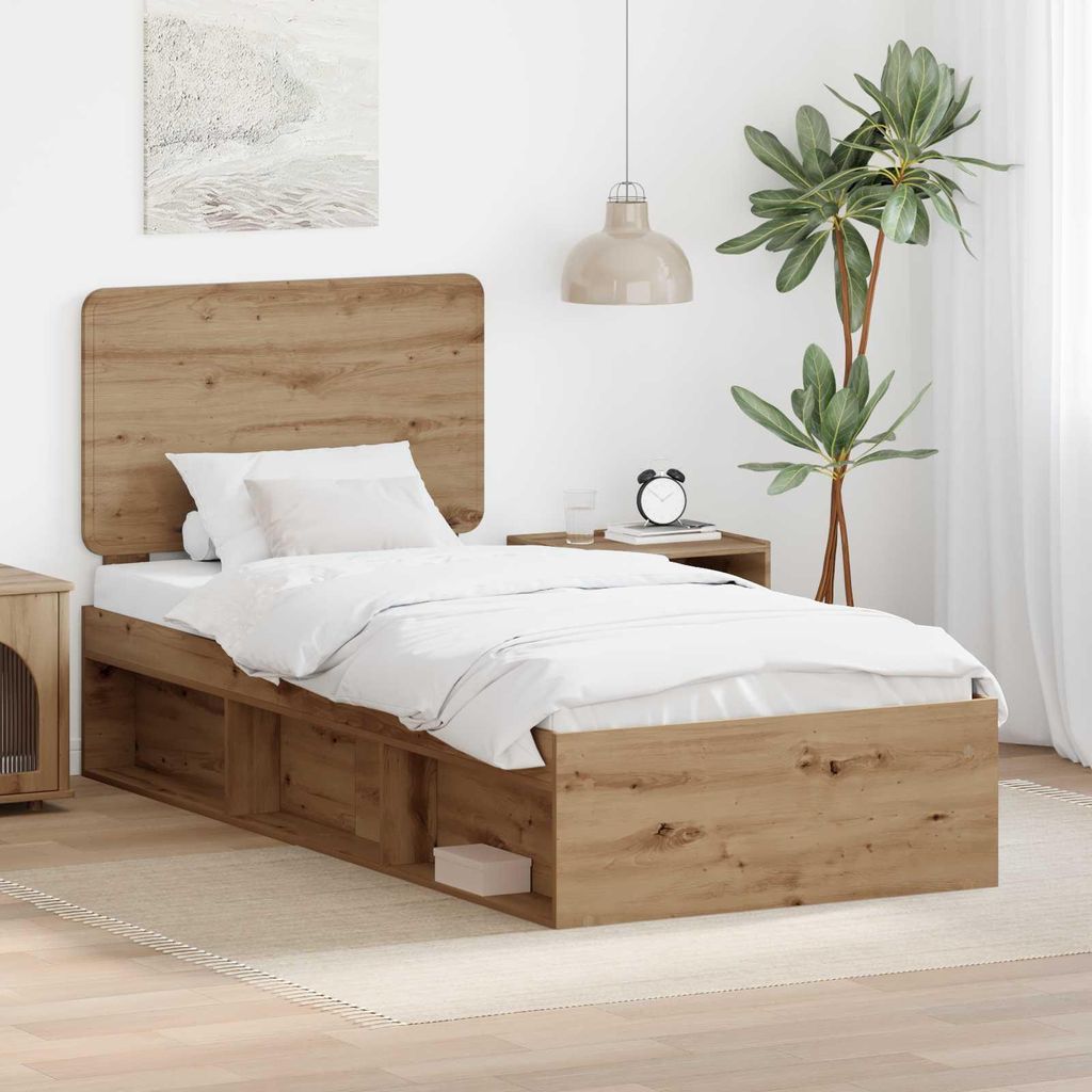 "Schlussverkauf" Einzelbett 1 PLACE - bettrahmen moderne - Kunsthandwerk Eiche 75x190 cm Massives Kiefernholz C2417