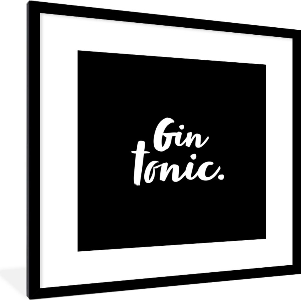 MuchoWow Gerahmtes Poster Gin Tonic - Zitate - Cocktails - Getränke 40x40 cm - Poster mit Schwarzem Bilderrahmen Wandposter Rahmen Foto Bilder -...