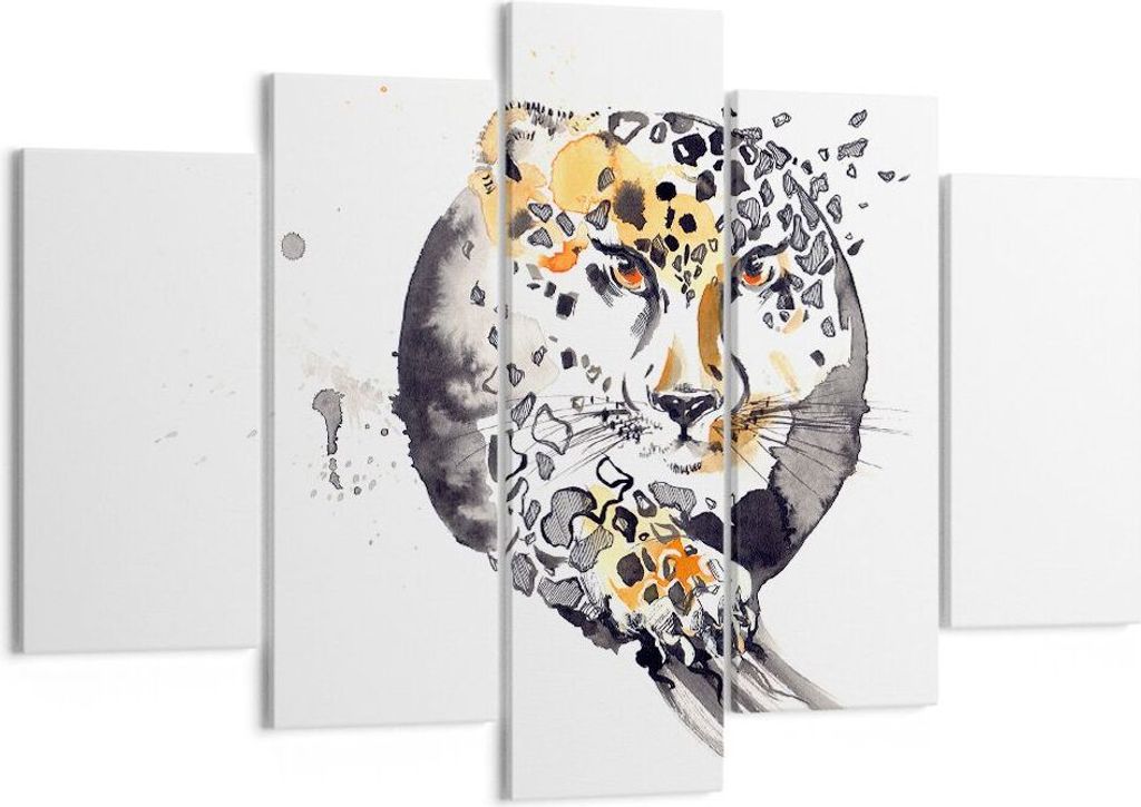 Bild auf Leinwand - Leinwandbild - Katze Orb Tierwelt Geparden - 150x100cm - Wand Bild - Wanddeko - Leinwanddruck - Bilder - Kunstdruck - Wanddekor...