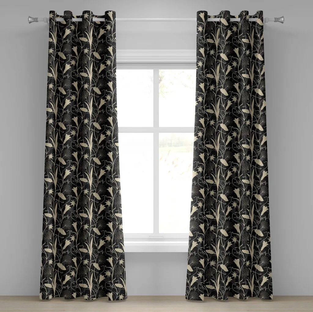 Paire de rideaux décoratifs Art nouveau Zen Blooms 280 cm x 245 cm