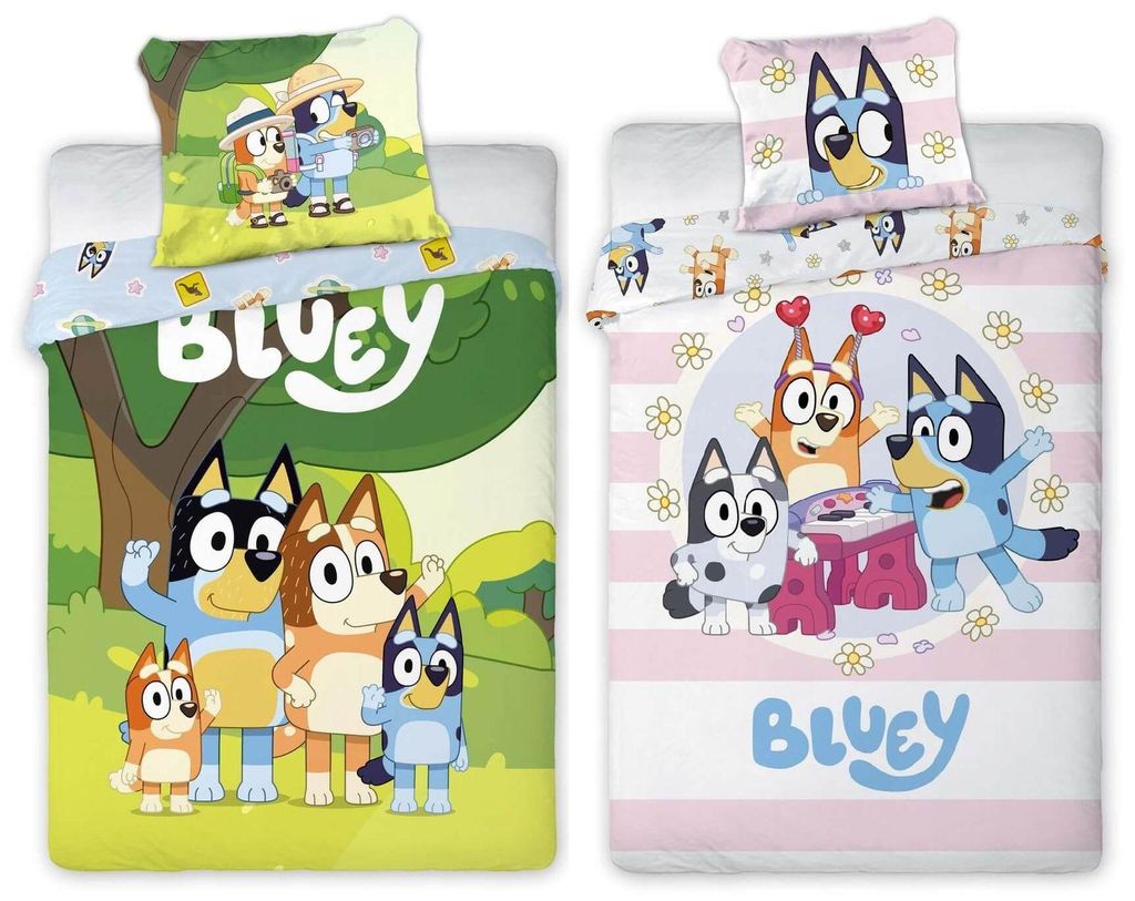 Bluey - 2 x Wende-Bettwäsche-Set im Doppelpack, 135x200 & 80x80