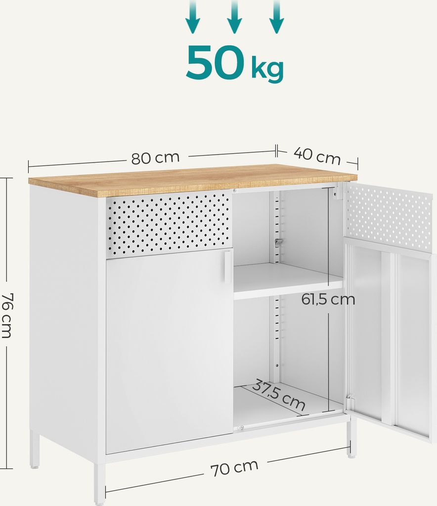 SONGMICS Úložná skříň, kovová skříň, s dvojitými dveřmi, Obrázek produktu 8