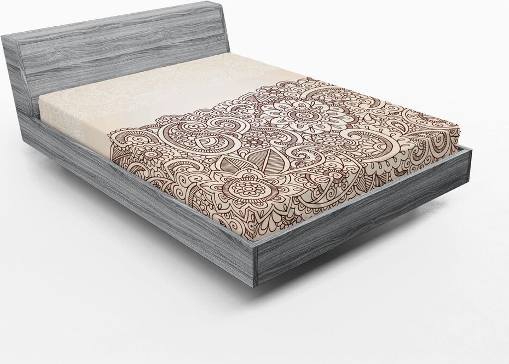 ABAKUHAUS orientalisch Spannbetttuch, Komplexes Design mit Mandala und Paisley Natur inspiriert traditionellen viktorianischen Revival, 160 x 200 c...