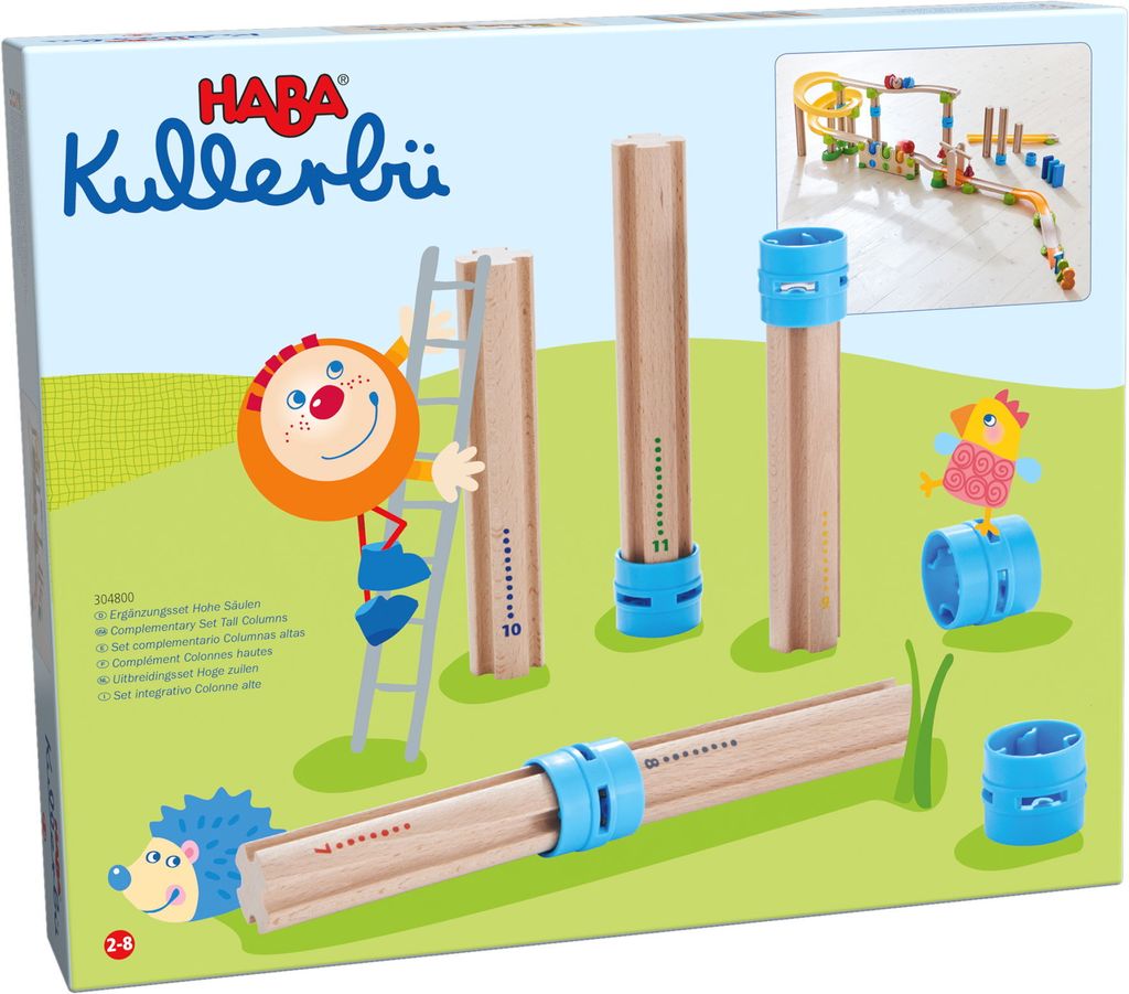 HABA Zubehör Kugelbahn Kullerbü Ergänzungsset Hohe Säulen Produktbild 