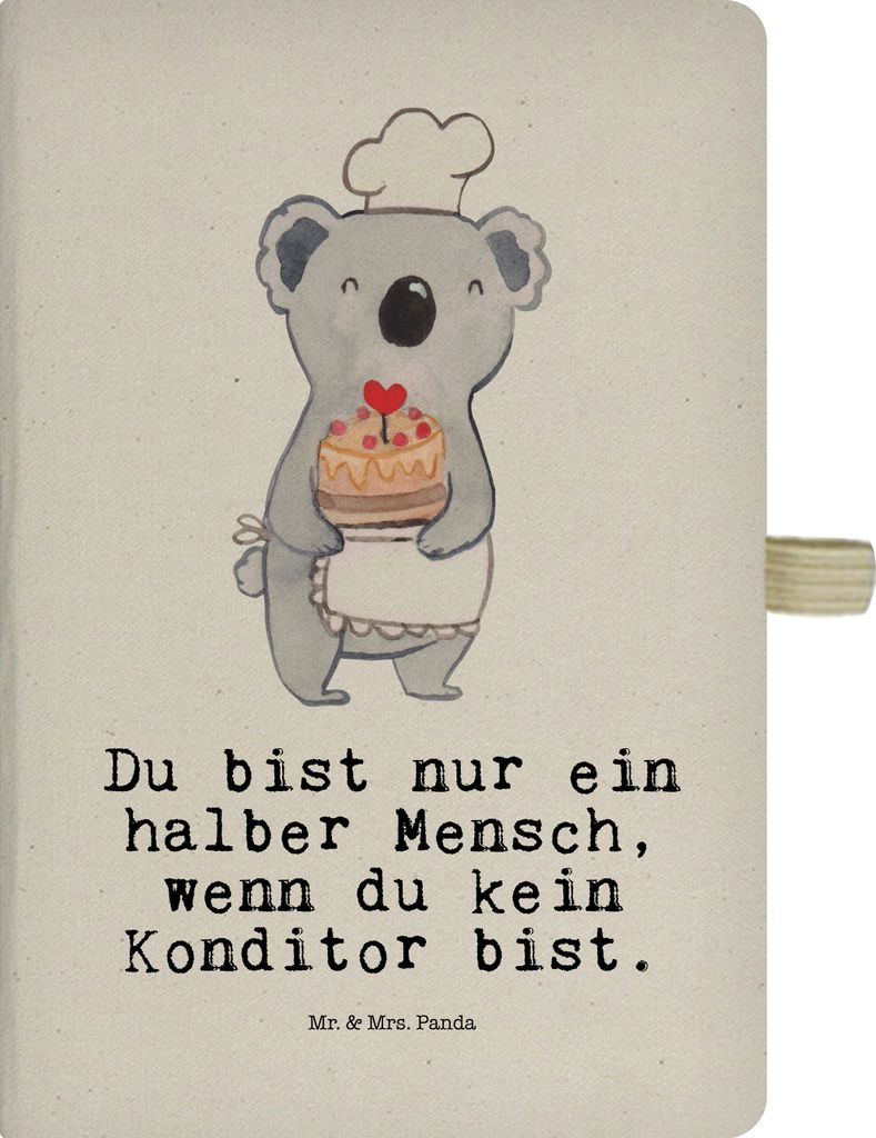 Mr. & Mrs. Panda Tagebuch Konditor Herz - Transparent - Geschenk, Notizbuch A5, Journal, Spruch, Bäcker, Kladde, Witzig, Skizzenbuch