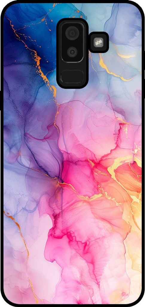 Smartphonica Handytasche Passend für Samsung Galaxy J8 2018 mit Marmordruck - TPU zurück Abdeckung Fall Marmor Design - Regenbogen