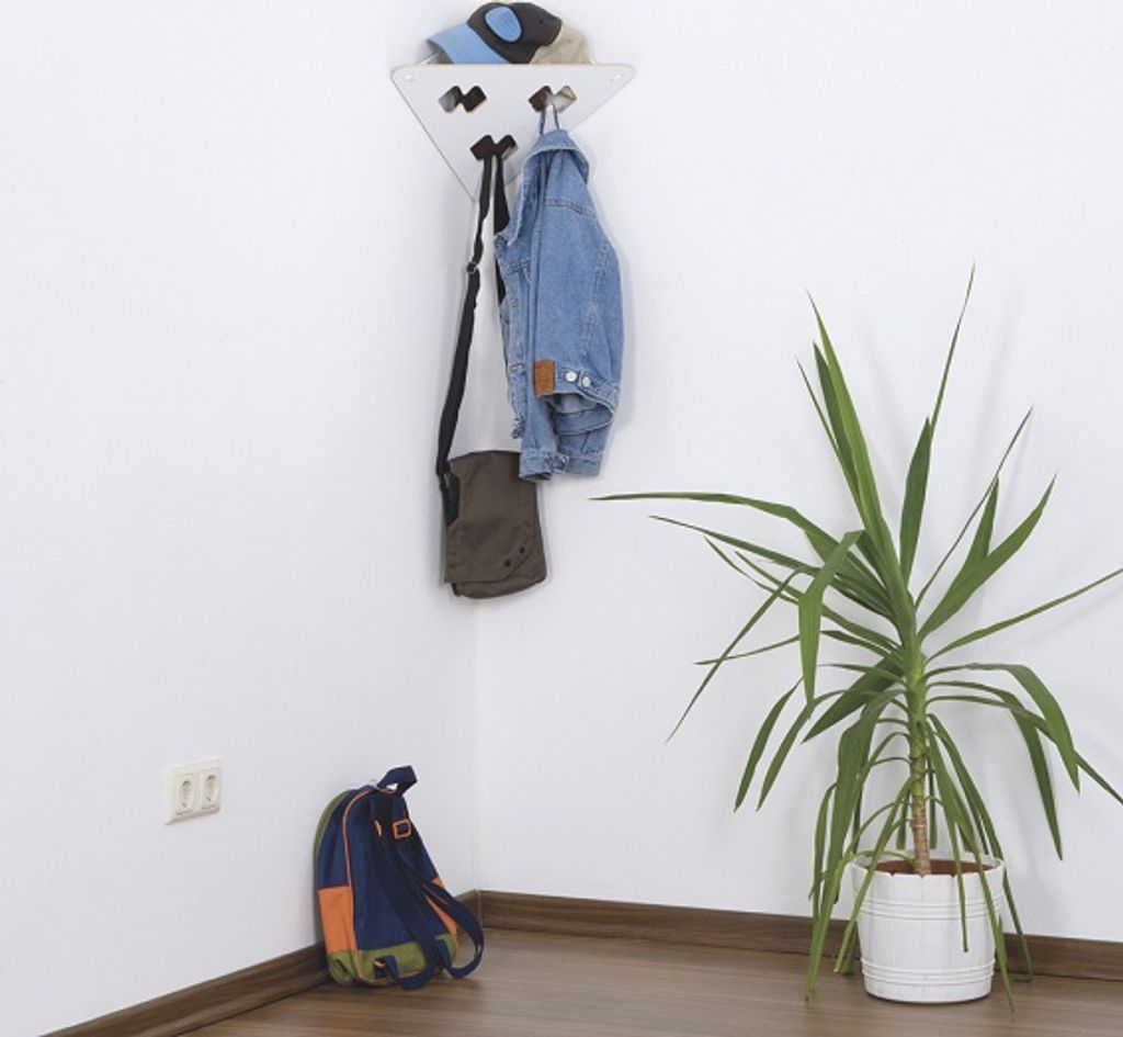 Garderobe | Garderobendreieck mit 3 Garderobenhaken | Schwarz & Weiß
