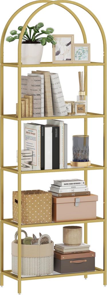 HOMCOM Bibliothèque étagère de rangement en verre à 5 Image du produit 