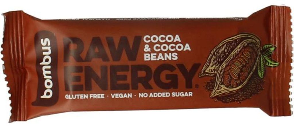 Bombus Raw Energy Bar Cocoa & Cocoa Beans (50 gr) Productafbeelding 